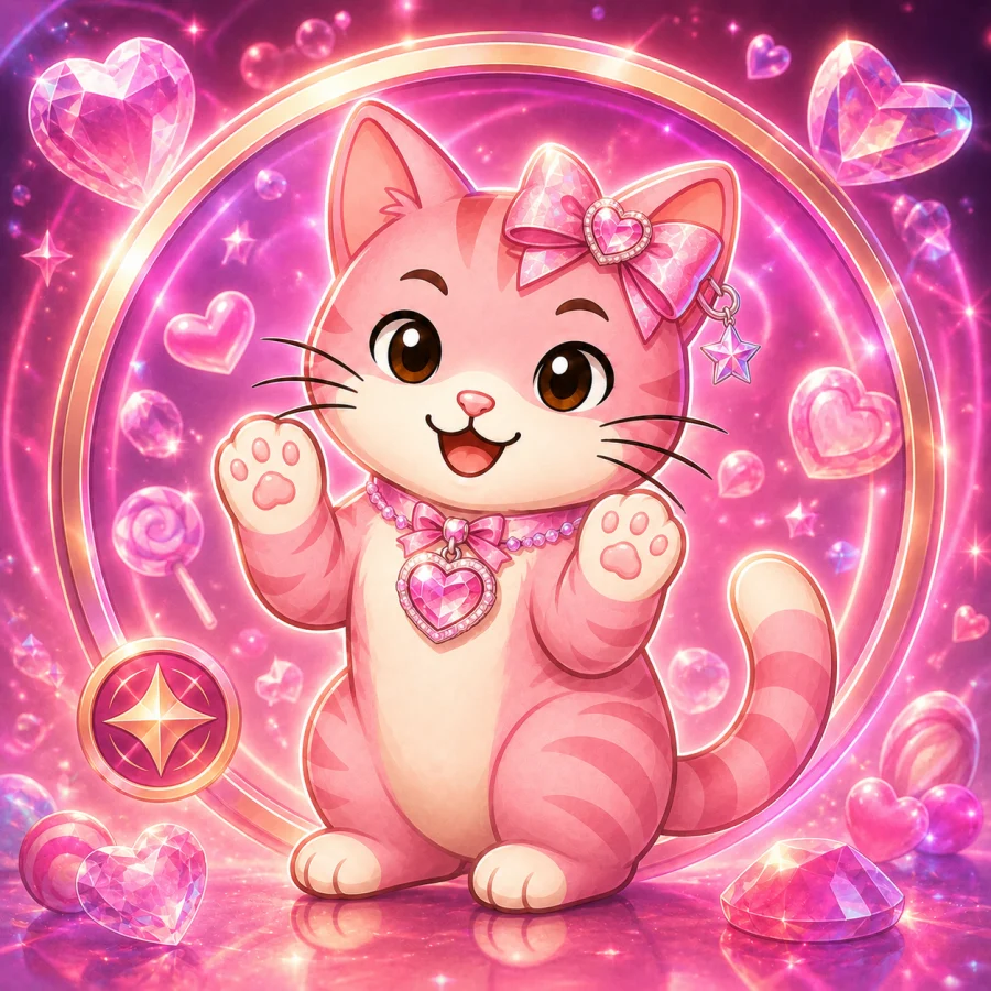 Nova Michi rosado con corazones y joyas brillantes